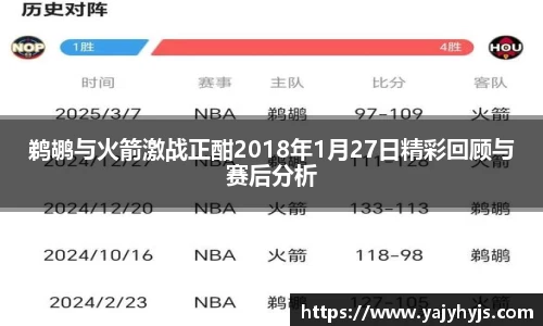 鹈鹕与火箭激战正酣2018年1月27日精彩回顾与赛后分析