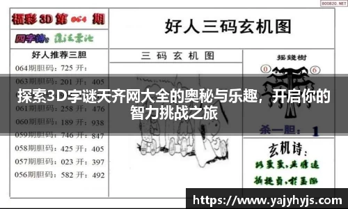 探索3D字谜天齐网大全的奥秘与乐趣，开启你的智力挑战之旅